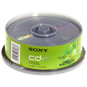 Sony 10CDQ80NSPD - CD-R - 48x - 700 MB - 10 Paquete Cabezal con Ejes Rotatorios