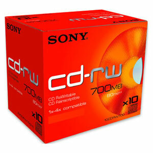 Sony 10CDRW700HSSLD - CD-RW - 10x - 700 MB - 10 Paquete Carcasa Jewel delgada