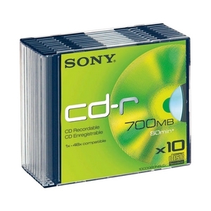 Sony 10CDQ80NSLD - CD-R - 48x - 700 MB - 10 Paquete Fundas Delgadas