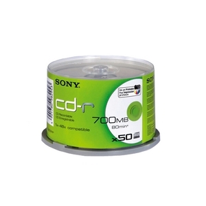Sony 50CDQ80SPMD-IP - CD-R - 48x - 700 MB - 50 Paquete Cabezal con Ejes Rotatori