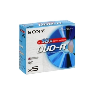 Sony 5DMR47AS16 - DVD-R - 16x - 4,70 GB - 5 Paquete Carcasa Jewel