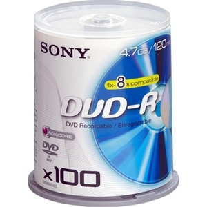 Sony 100DMR47BSP - DVD-R - 16x - 4,70 GB - 100 Paquete Cabezal con Ejes Rotatori
